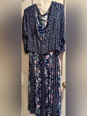 American Angel Navy Floral Dress with Pink and Light Green Accents